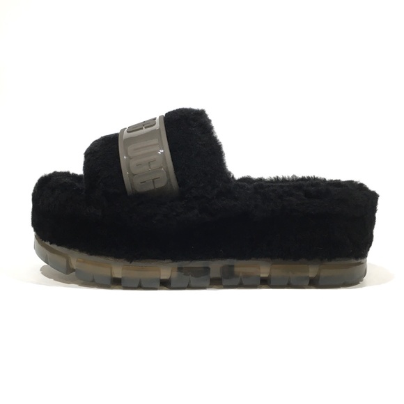 UGG FLUFFITA CLEAR FLUFF SLIDE PLATFORM SANDALS -BLACK -WOMEN’S US 10 -NEW - Picture 3 of 8